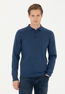 İndigo Slim Fit Pamuk Karışımlı Polo Yaka Basic Triko Kazak