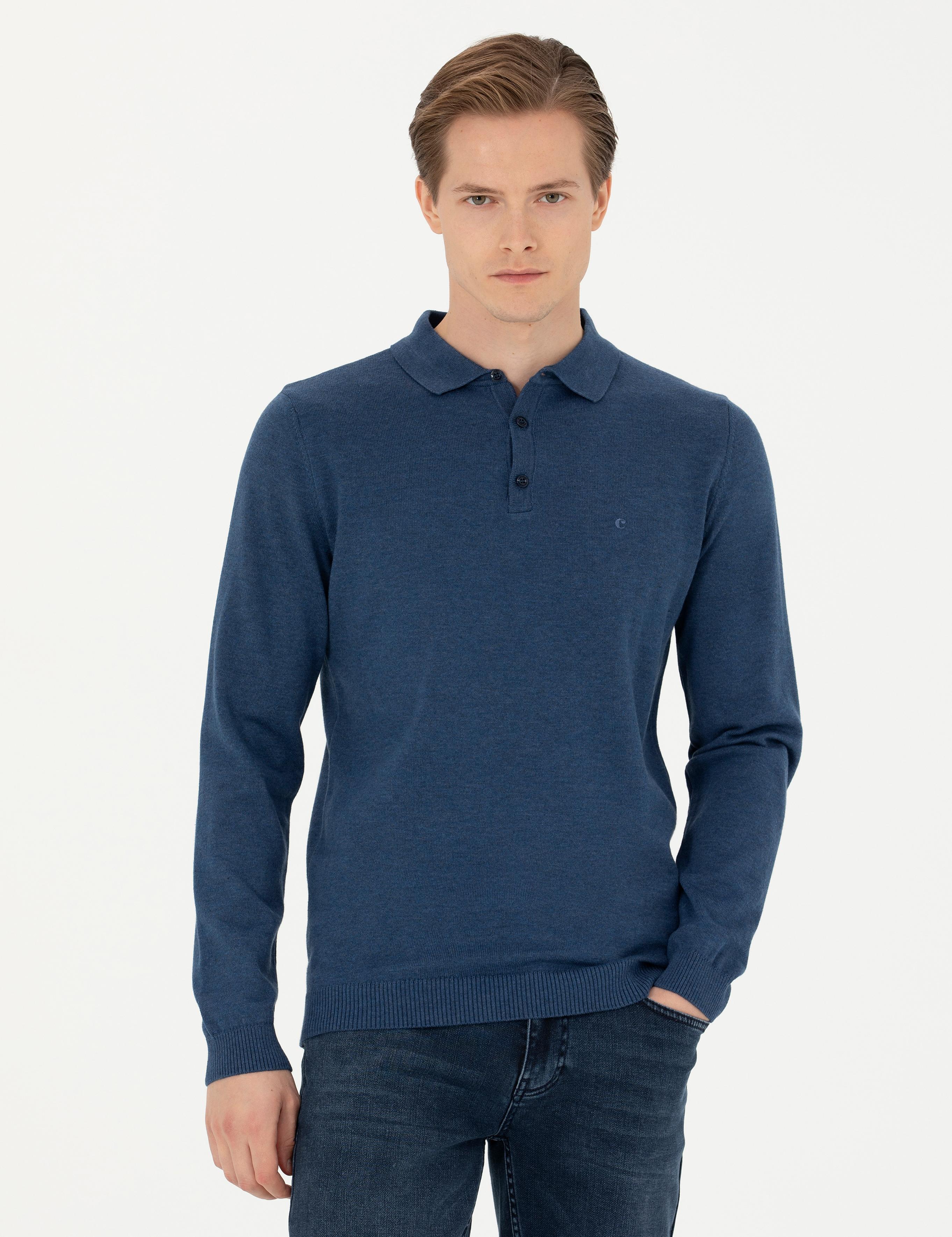 İndigo Slim Fit Pamuk Karışımlı Polo Yaka Basic Triko Kazak - 50274546029