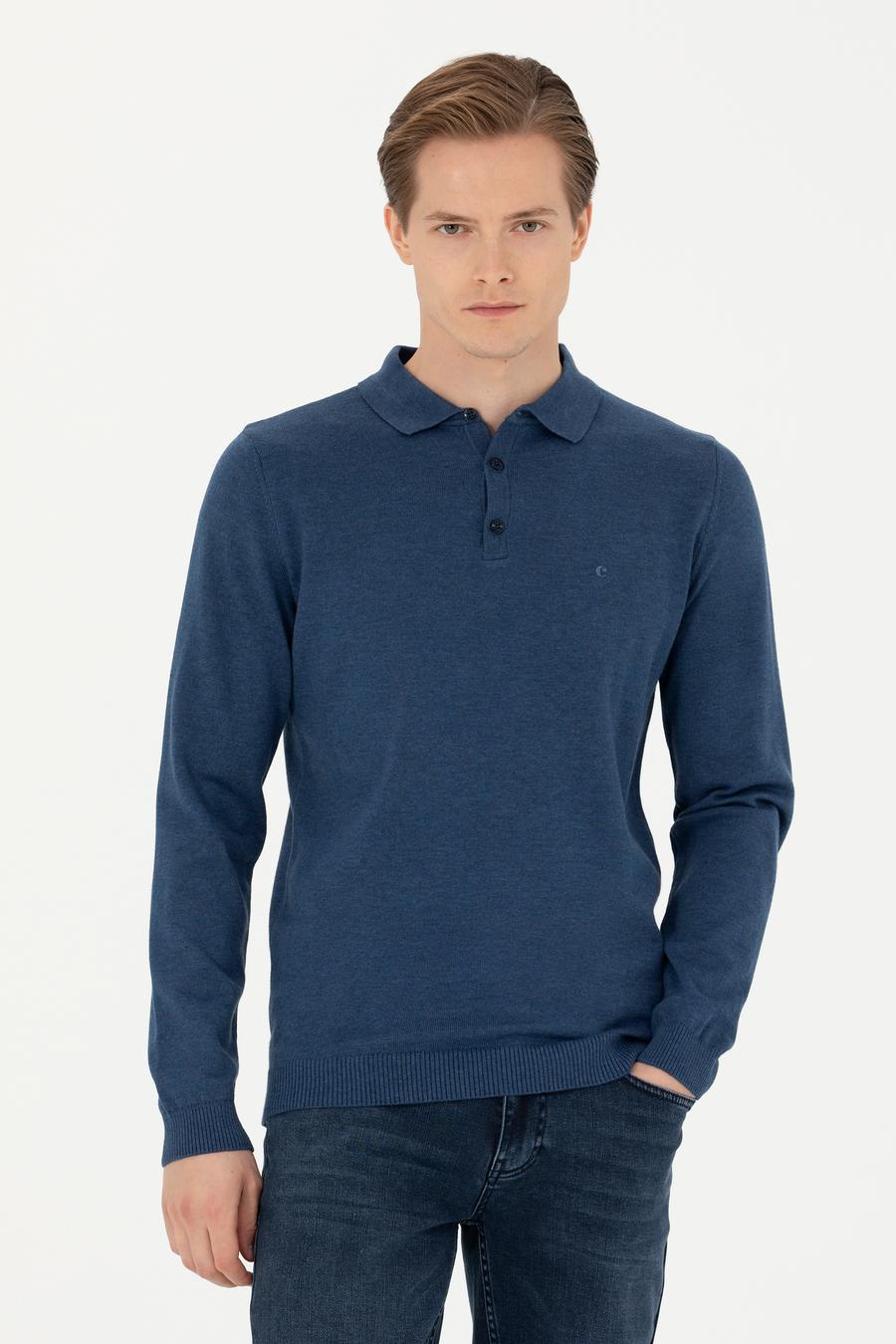 İndigo Slim Fit Pamuk Karışımlı Polo Yaka Basic Triko Kazak - 50274546029