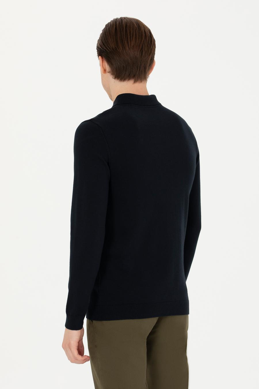 Lacivert Slim Fit Basic Kazak - 50274546045