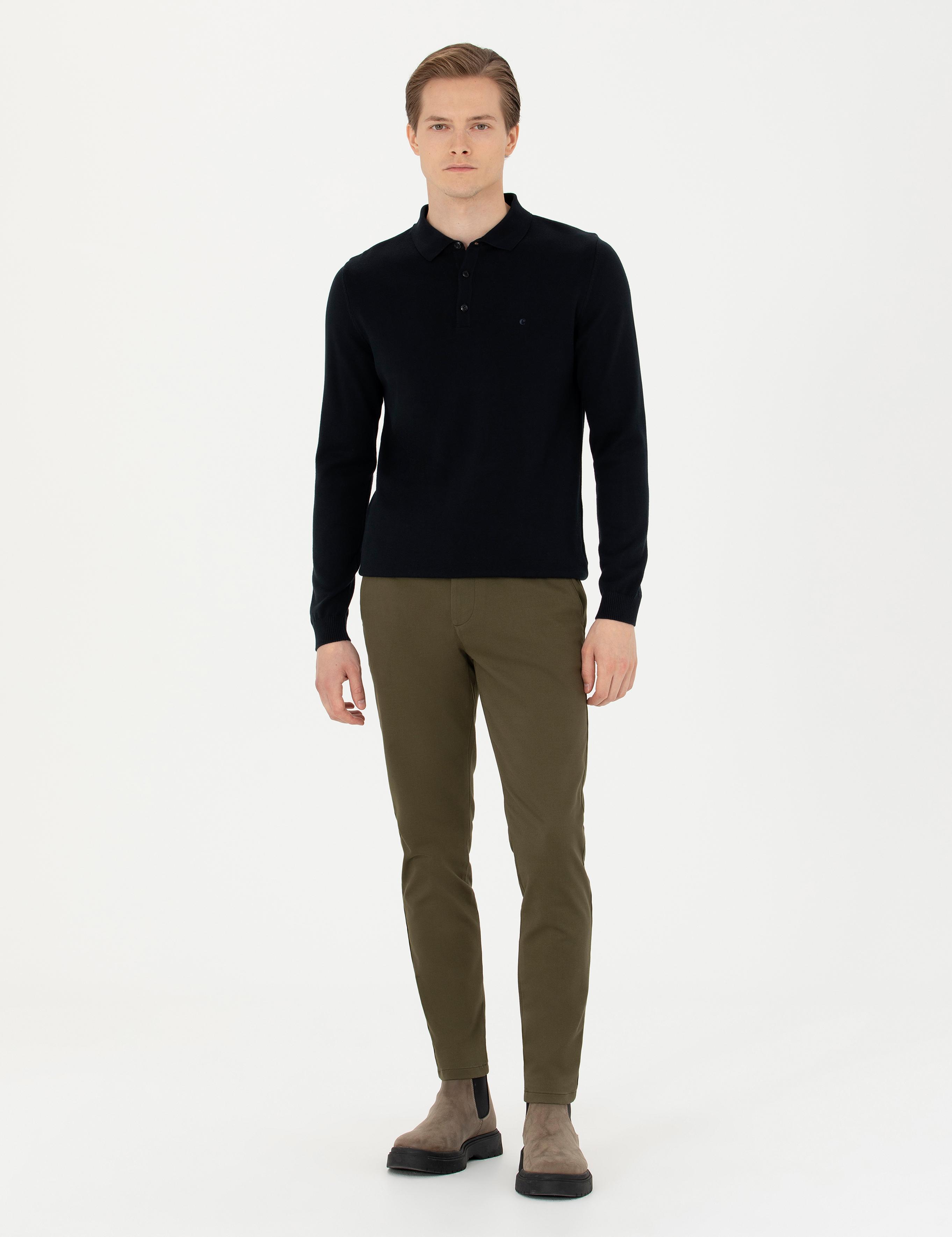 Lacivert Slim Fit Basic Kazak - 50274546045