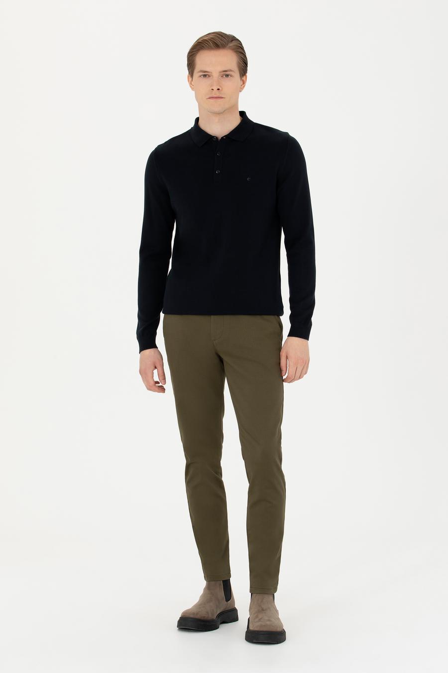 Lacivert Slim Fit Basic Kazak - 50274546045