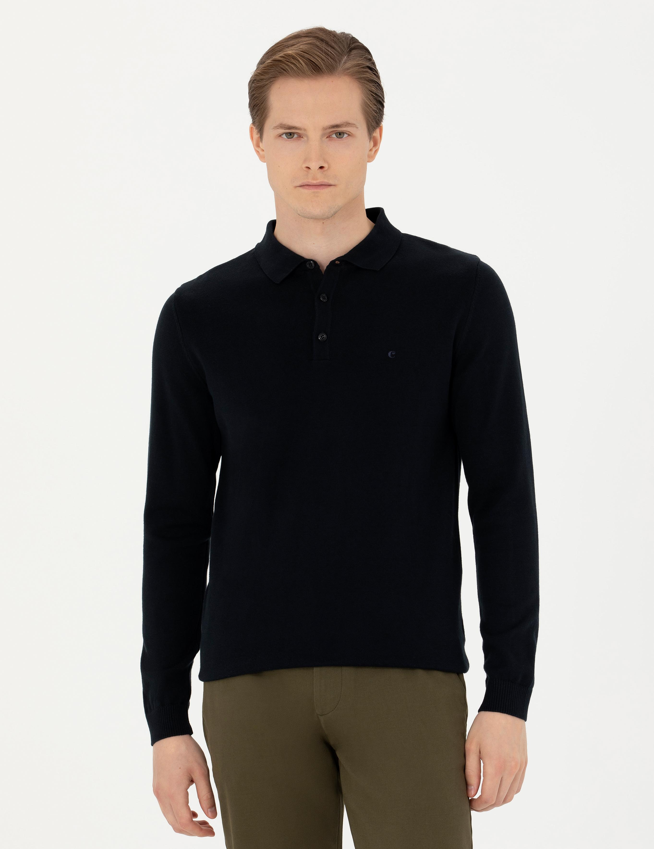 Lacivert Slim Fit Basic Kazak - 50274546045