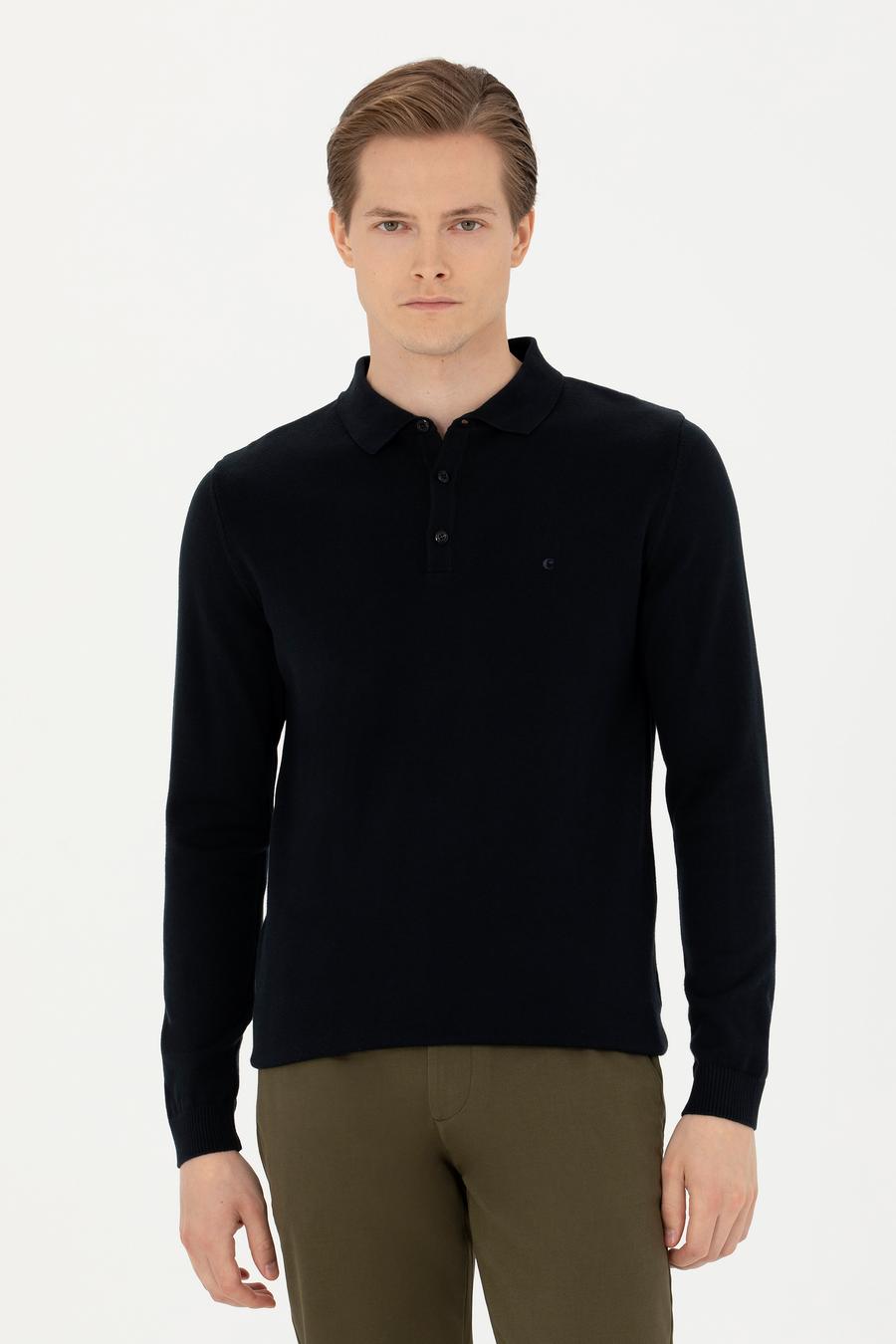 Lacivert Slim Fit Basic Kazak - 50274546045