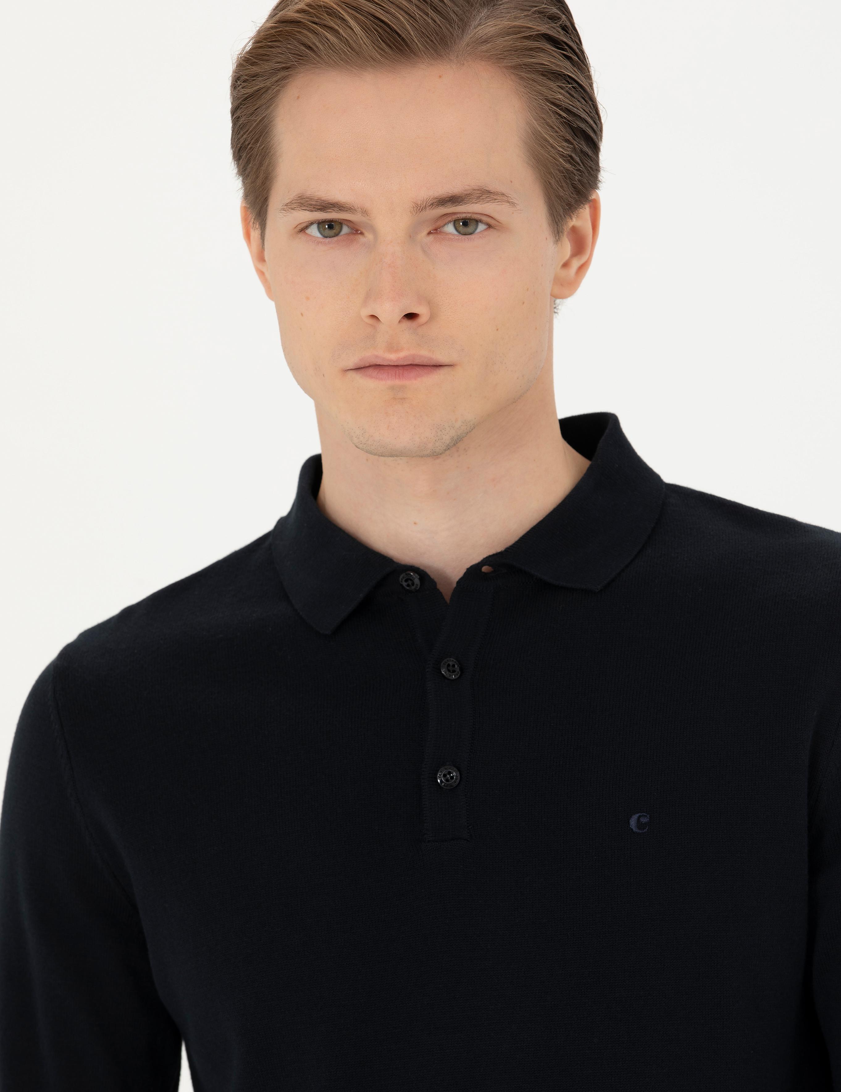 Lacivert Slim Fit Basic Kazak - 50274546045