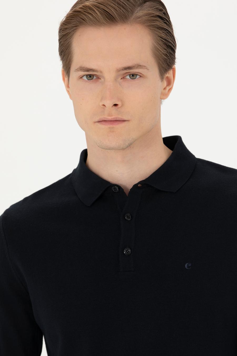Lacivert Slim Fit Basic Kazak - 50274546045