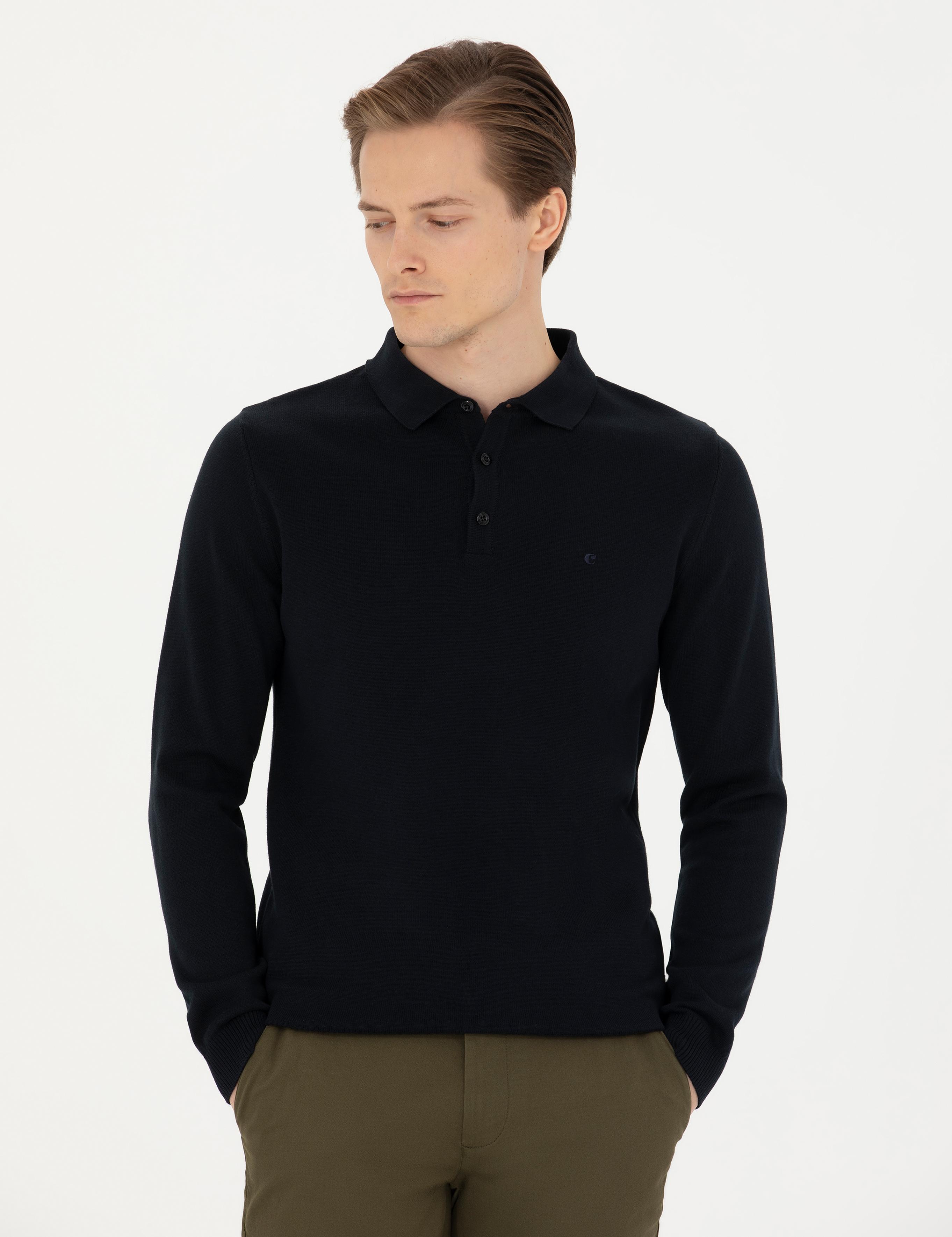 Lacivert Slim Fit Basic Kazak - 50274546045
