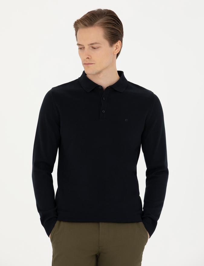 Lacivert Slim Fit Basic Kazak