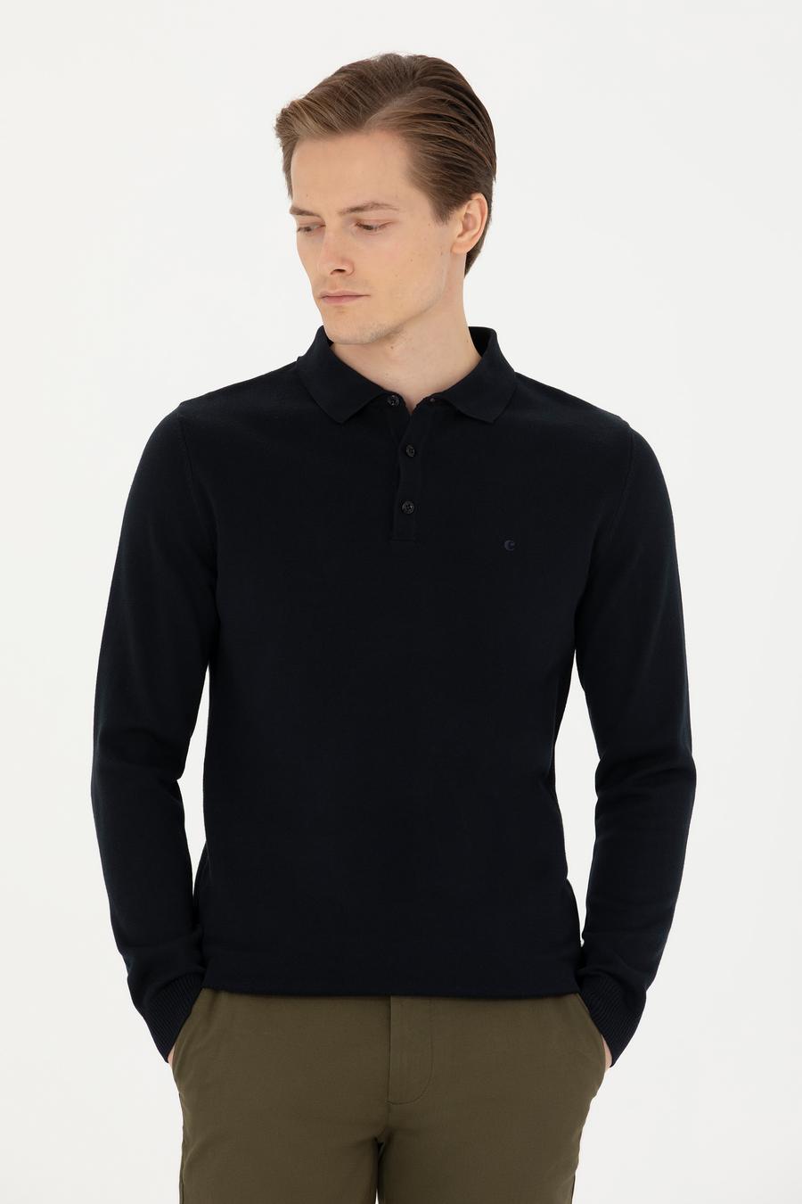 Lacivert Slim Fit Basic Kazak - 50274546045