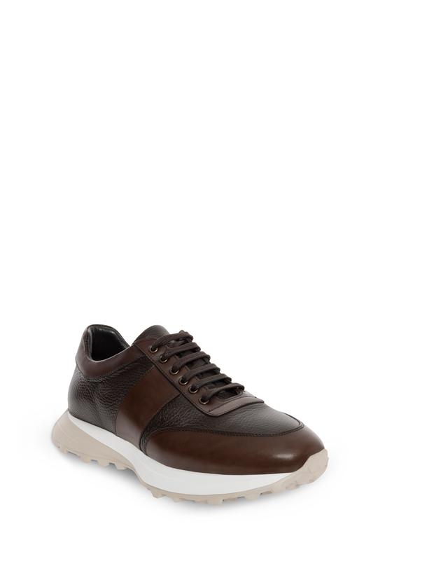 Kahverengi Eva Taban %100 Deri Sneaker Ayakkabı
