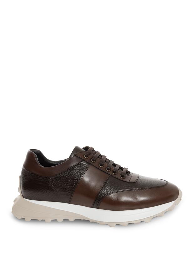 Kahverengi Eva Taban %100 Deri Sneaker Ayakkabı