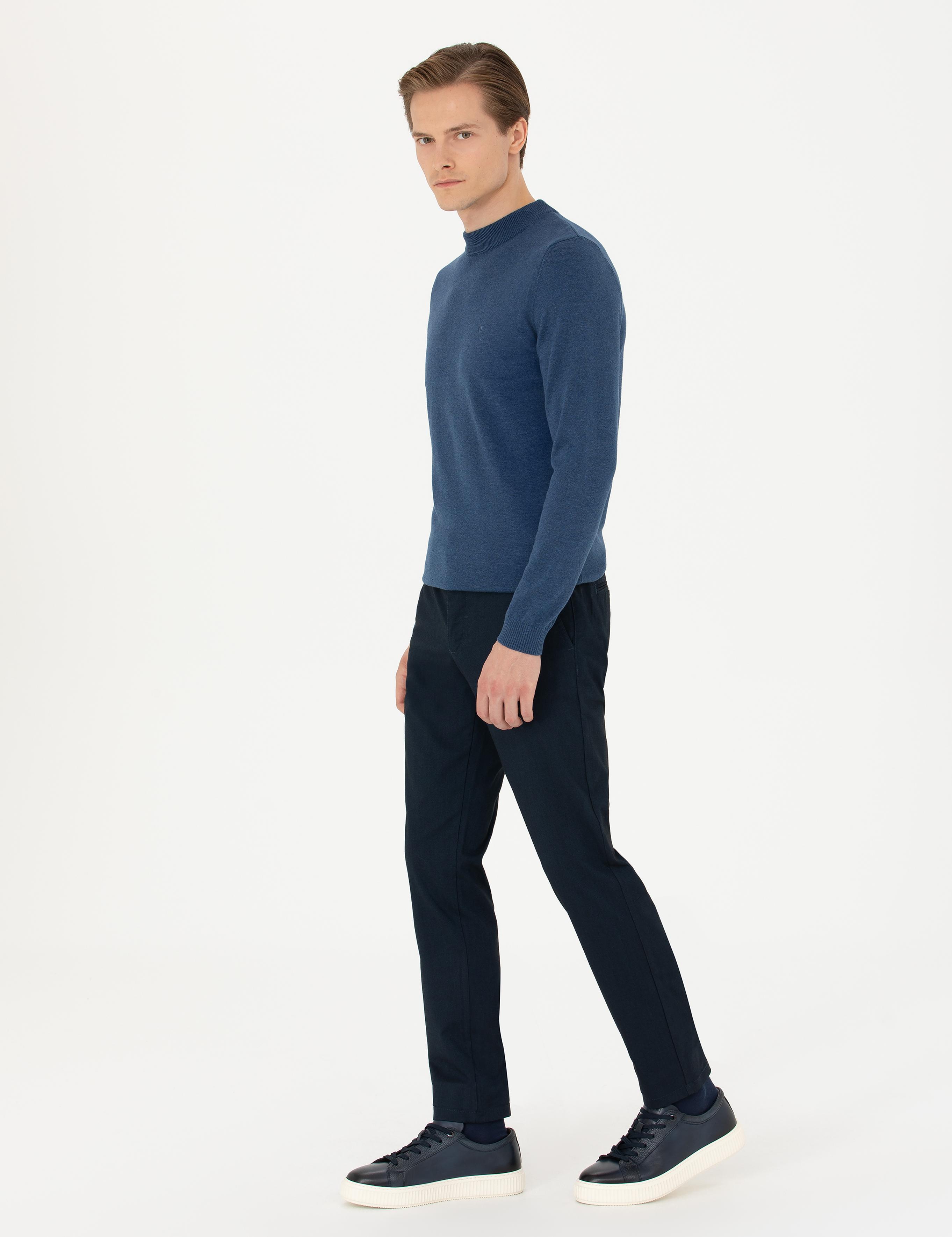 Lacivert Slim Fit Kanvas Pantolon - 50277668013