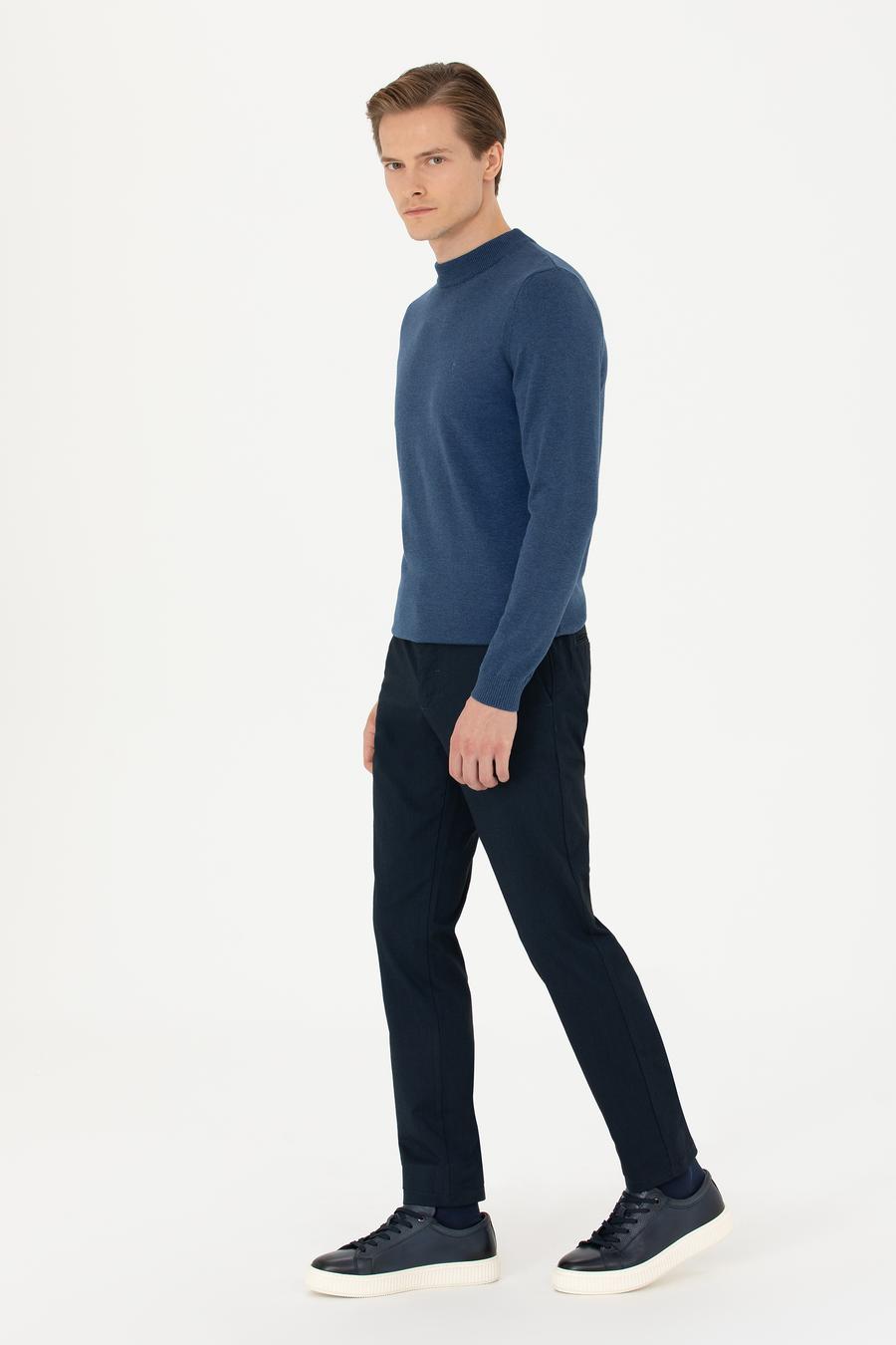 Lacivert Slim Fit Kanvas Pantolon - 50277668013