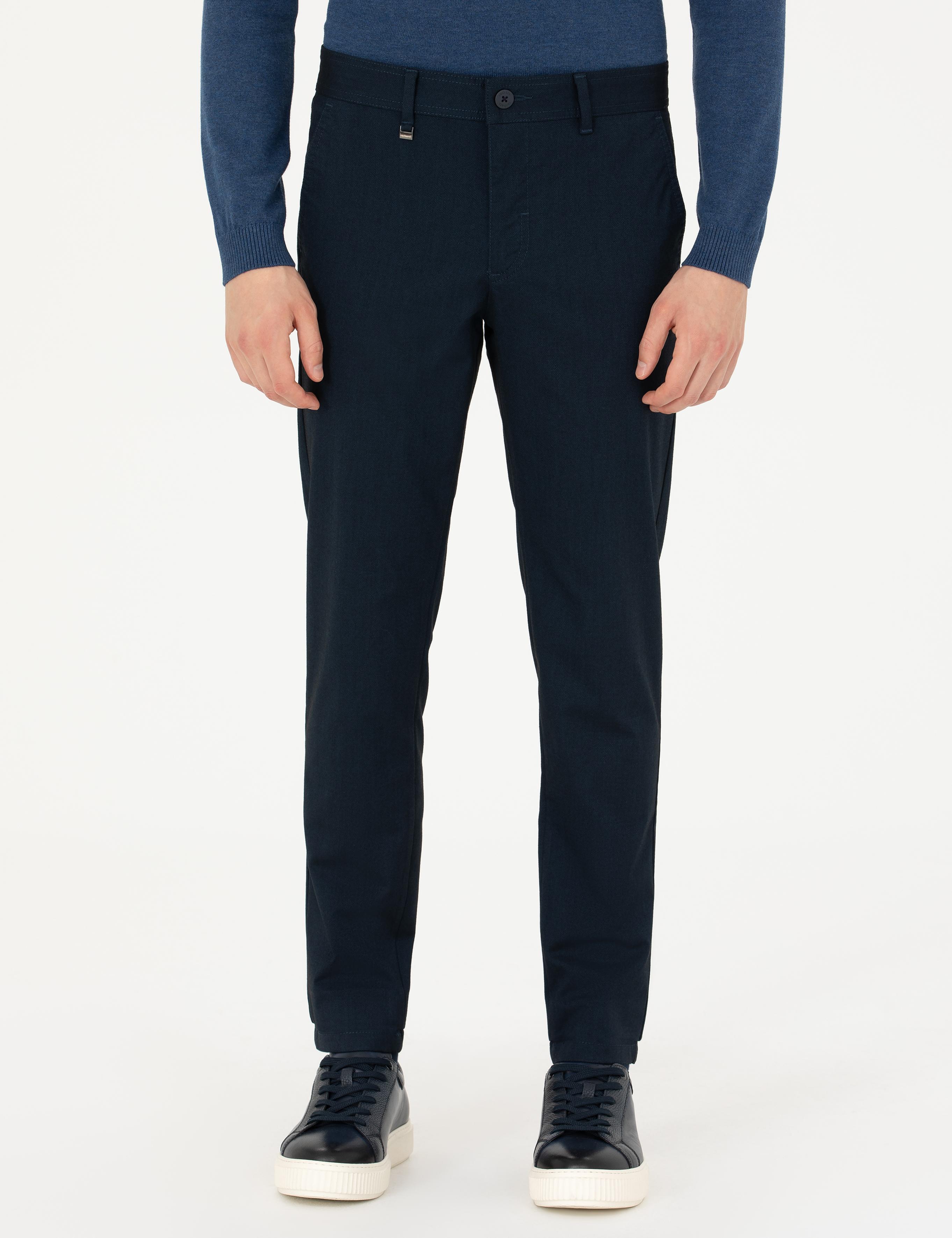 Lacivert Slim Fit Kanvas Pantolon - 50277668013