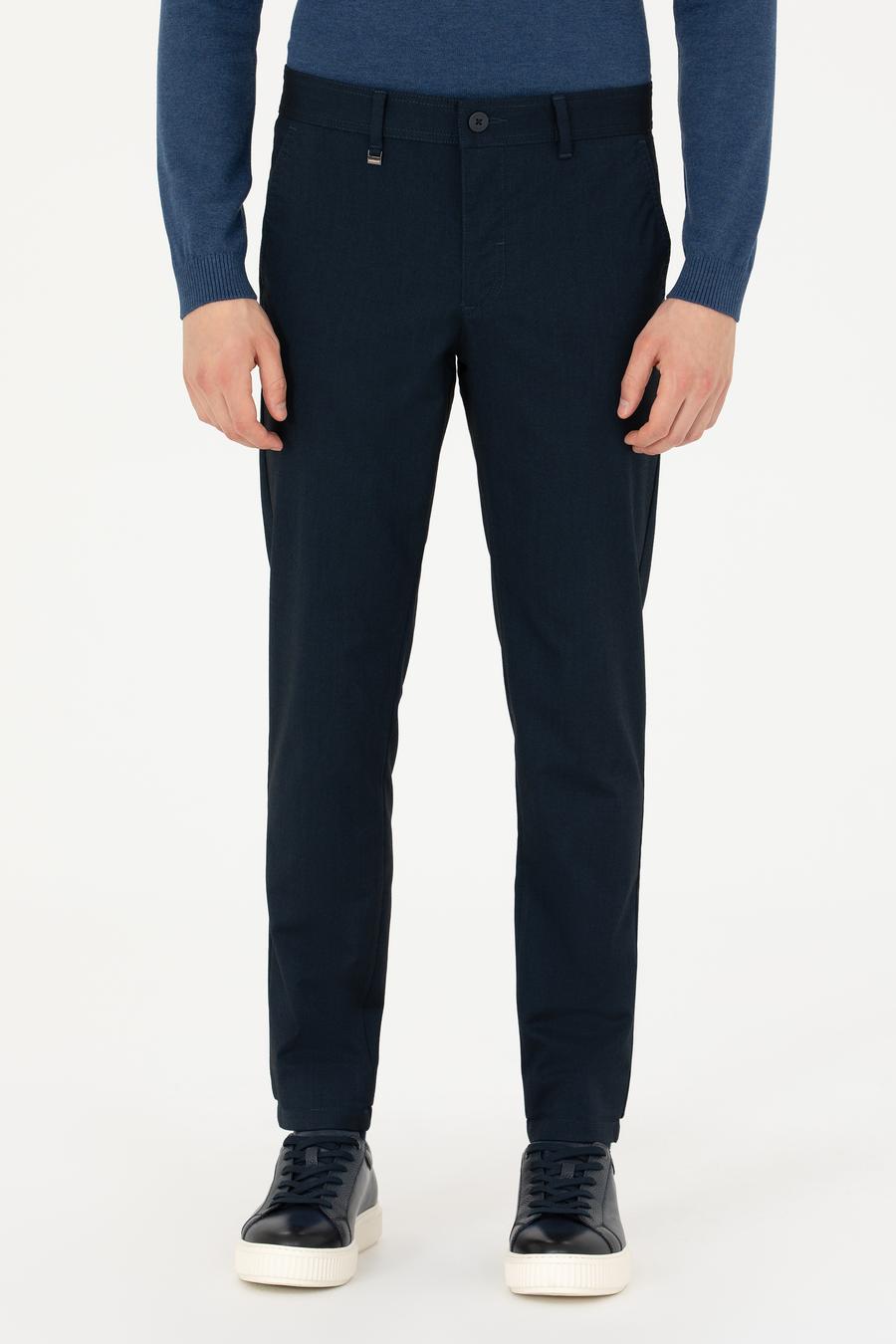 Lacivert Slim Fit Kanvas Pantolon - 50277668013
