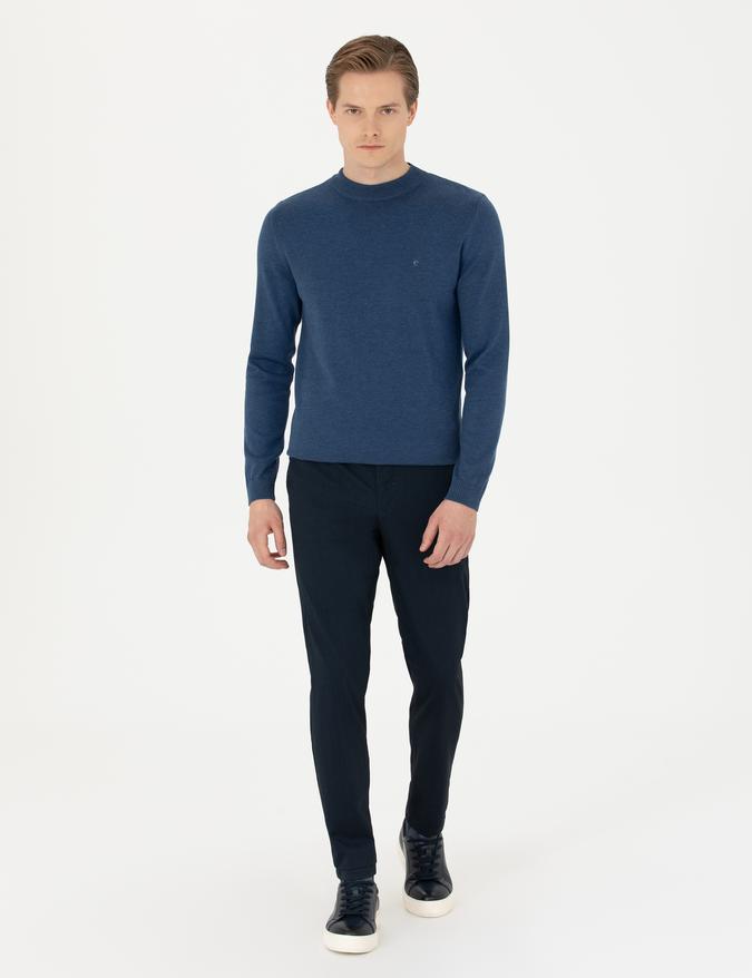 Lacivert Slim Fit Kanvas Pantolon