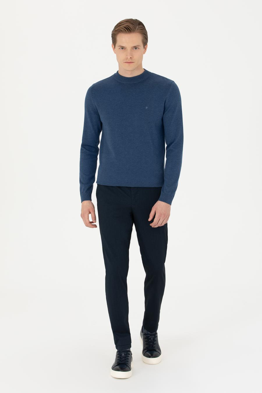 Lacivert Slim Fit Kanvas Pantolon - 50277668013