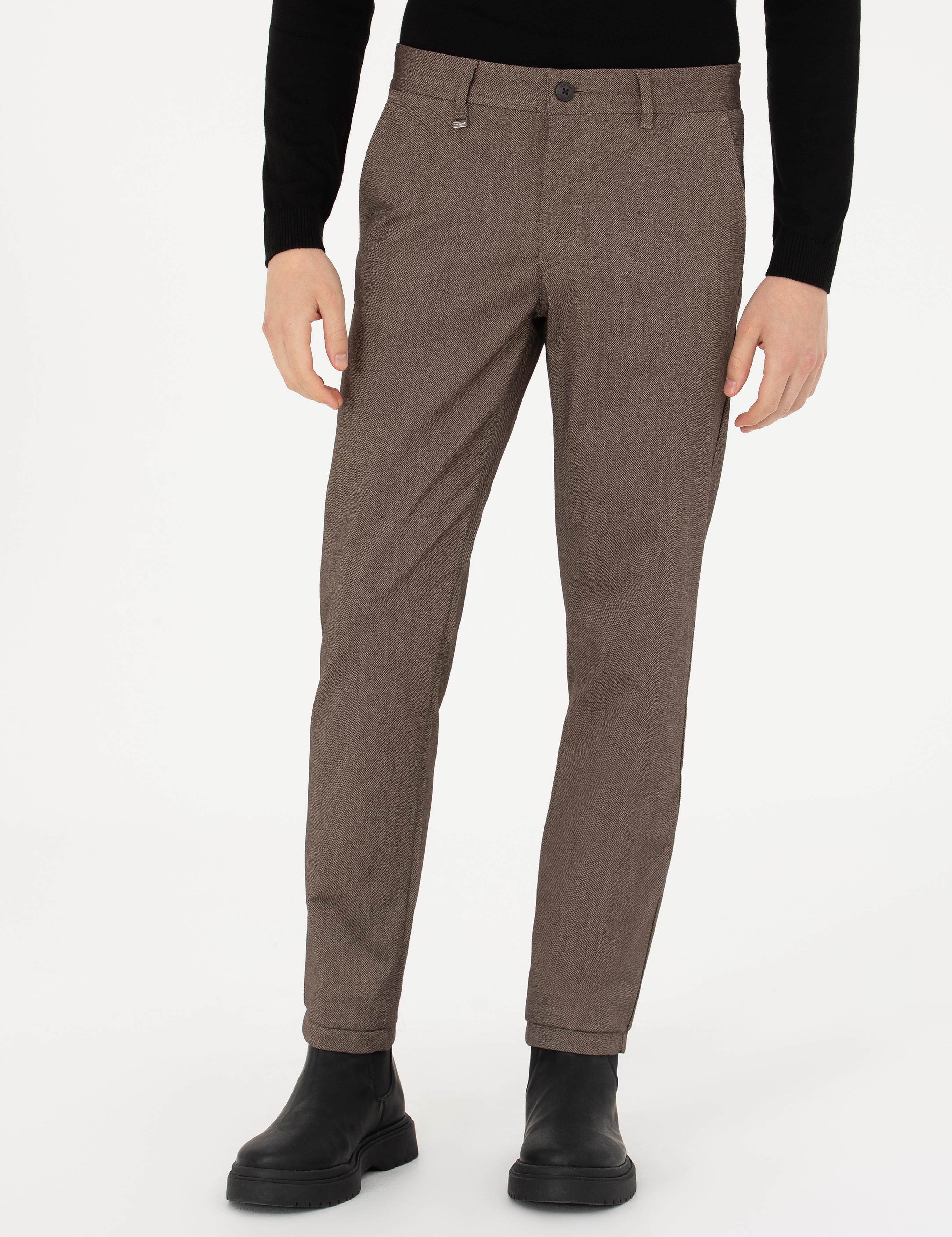 Kahverengi Slim Fit Kanvas Pantolon - 50277668193
