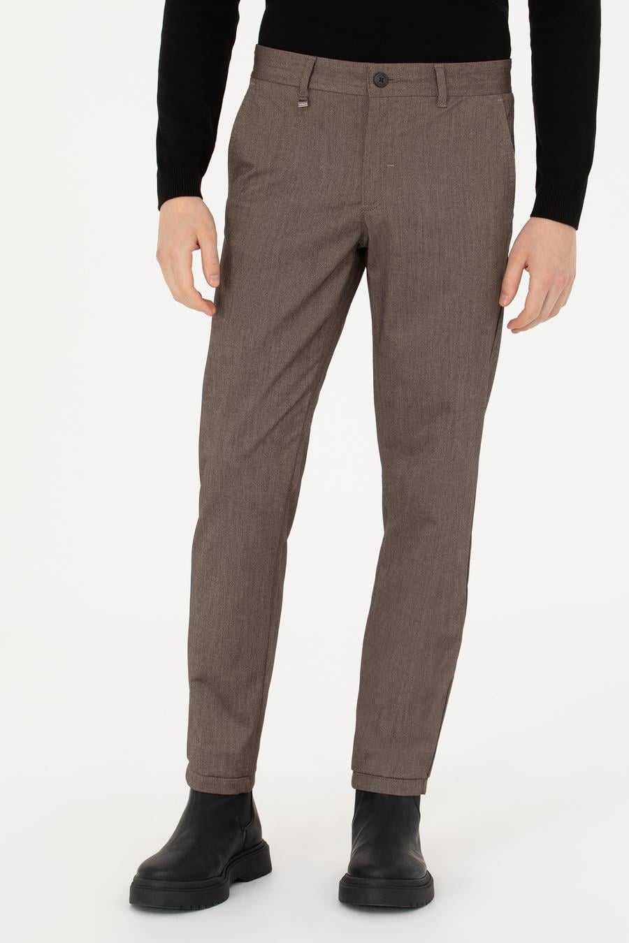 Kahverengi Slim Fit Kanvas Pantolon - 50277668193