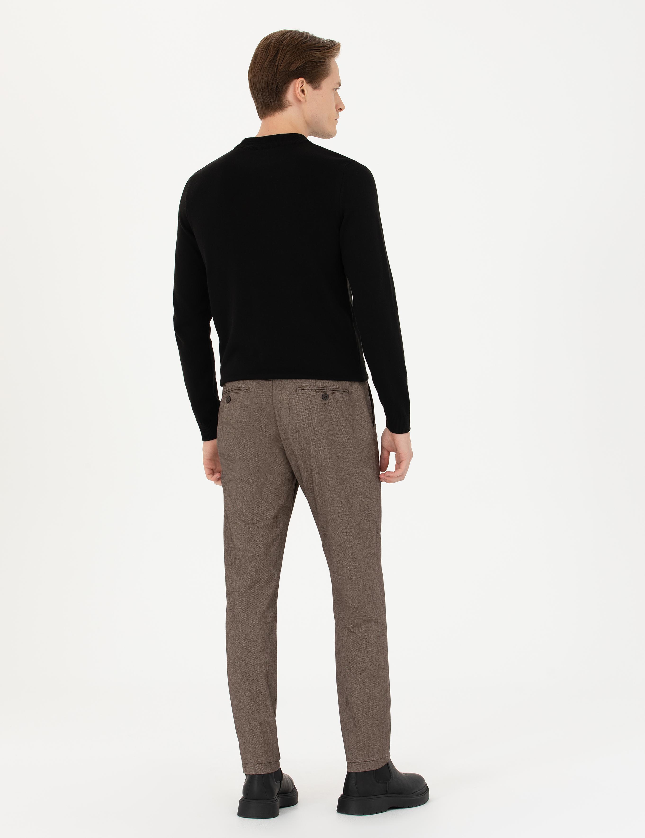 Kahverengi Slim Fit Kanvas Pantolon - 50277668193