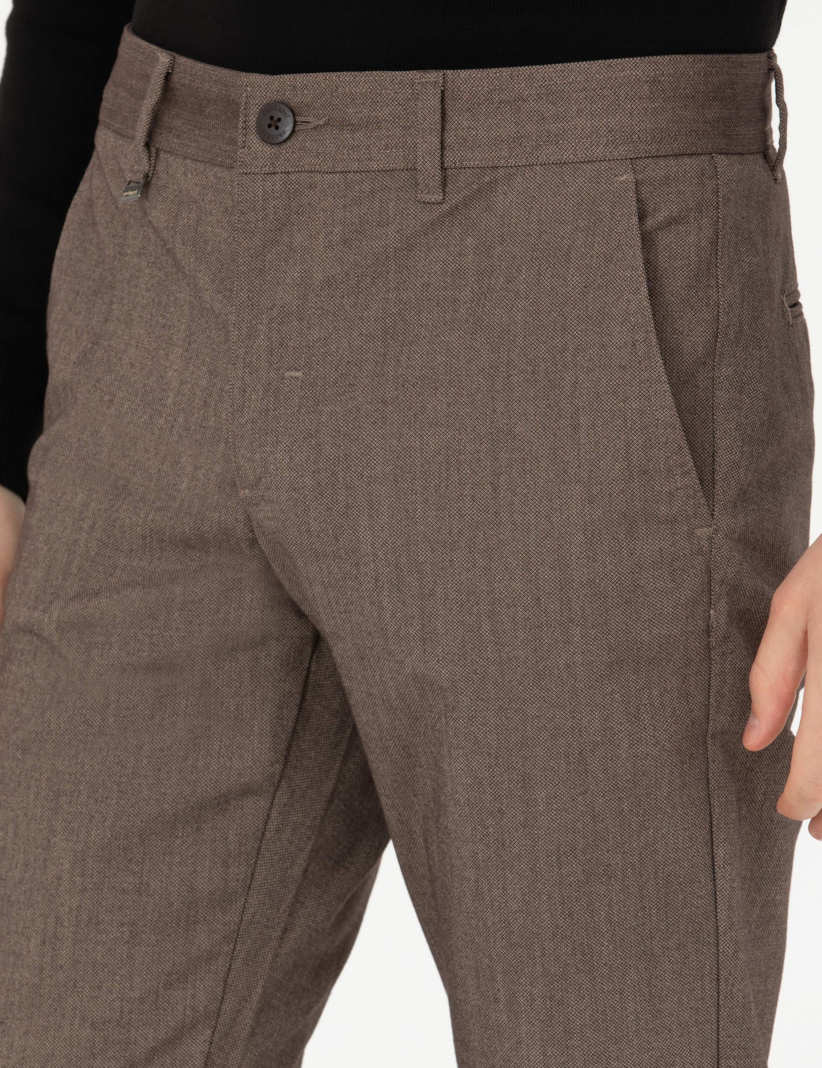 Kahverengi Slim Fit Kanvas Pantolon - 50277668193