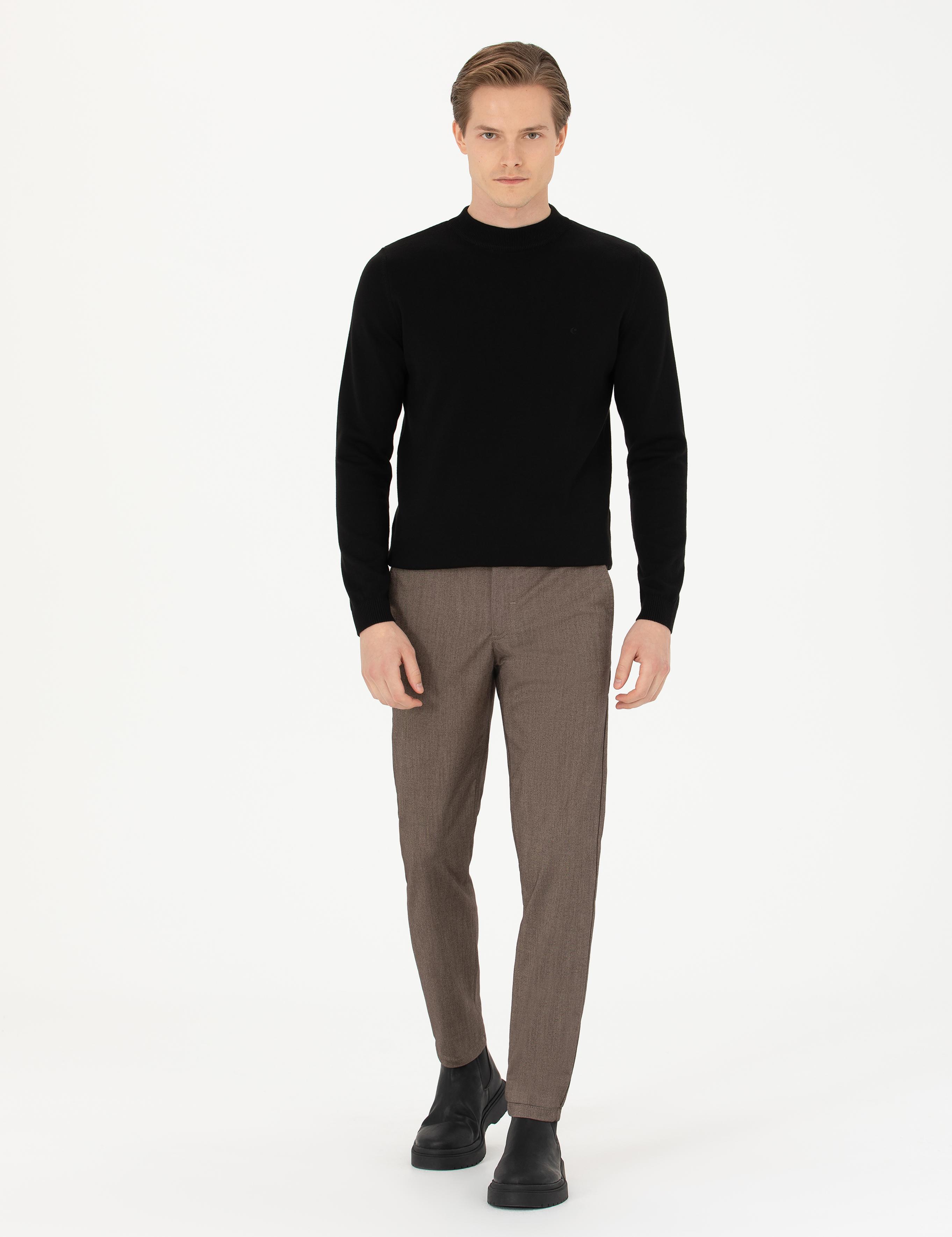 Kahverengi Slim Fit Kanvas Pantolon - 50277668193