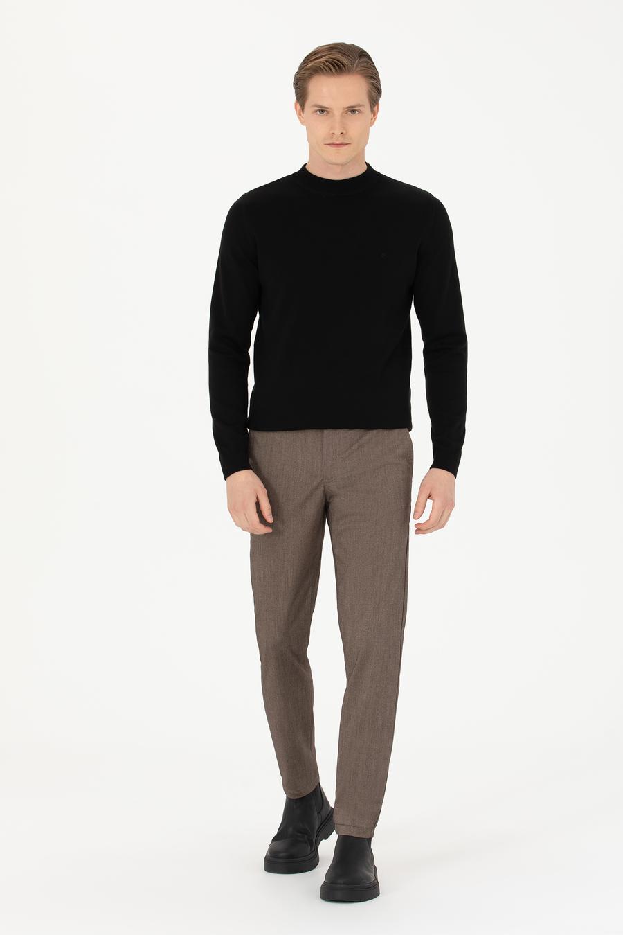 Kahverengi Slim Fit Kanvas Pantolon - 50277668193