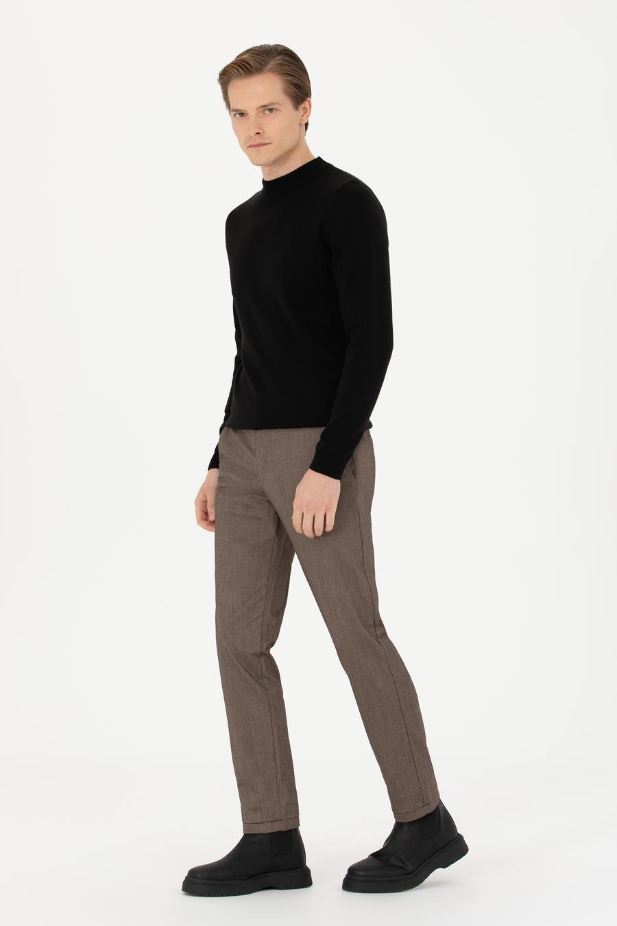Kahverengi Slim Fit Kanvas Pantolon - 50277668193