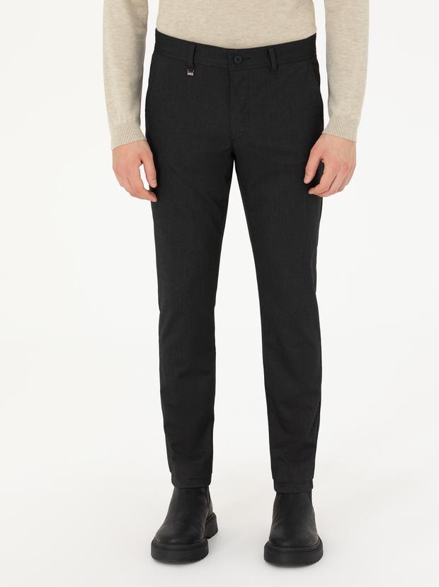 Siyah Slim Fit Kanvas Pantolon