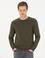 Haki Slim Fit Pamuk Karışımlı Bisiklet Yaka Basic Triko Kazak