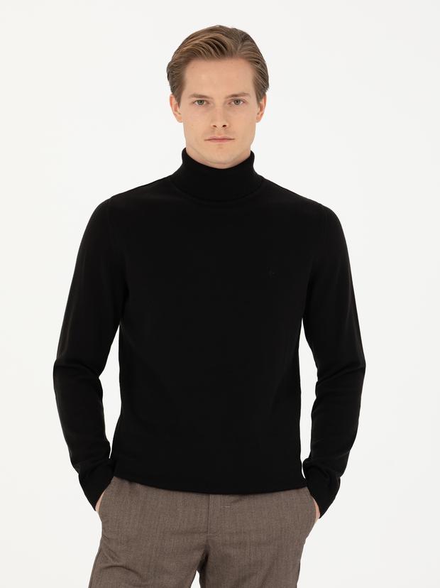 Siyah Slim Fit Basic Kazak