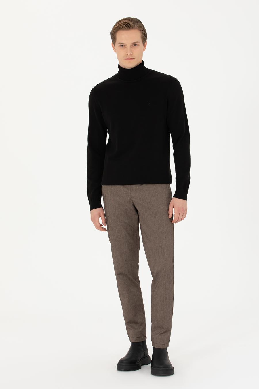 Siyah Slim Fit Pamuk Karışımlı Balıkçı Yaka Basic Triko Kazak - 50270164014