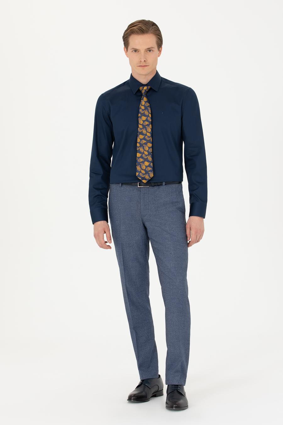 Lacivert Slim Fit Uzun Kollu Basic Gömlek - 50270154057