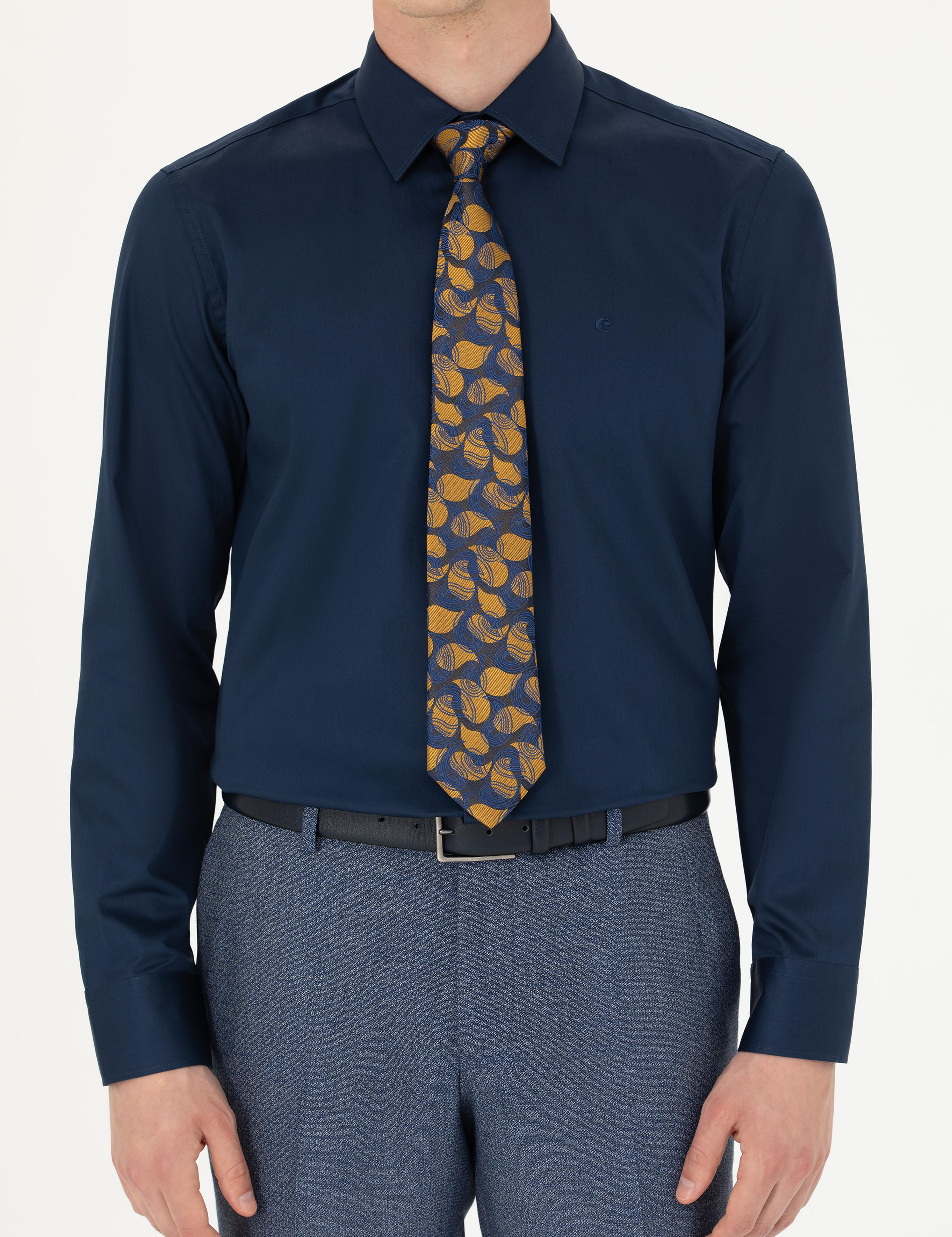 Lacivert Slim Fit Uzun Kollu Basic Gömlek - 50270154057
