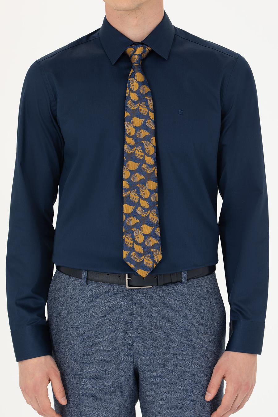 Lacivert Slim Fit Uzun Kollu Basic Gömlek - 50270154057