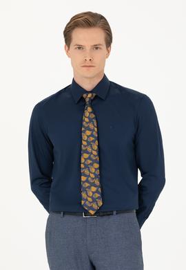 Lacivert Slim Fit Uzun Kollu Basic Gömlek
