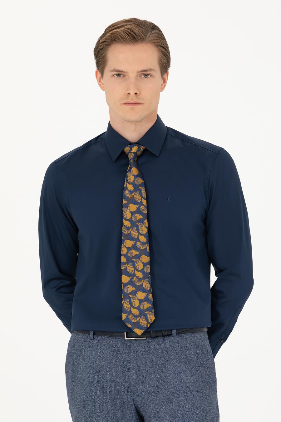 Lacivert Slim Fit Uzun Kollu Basic Gömlek - 50270154057