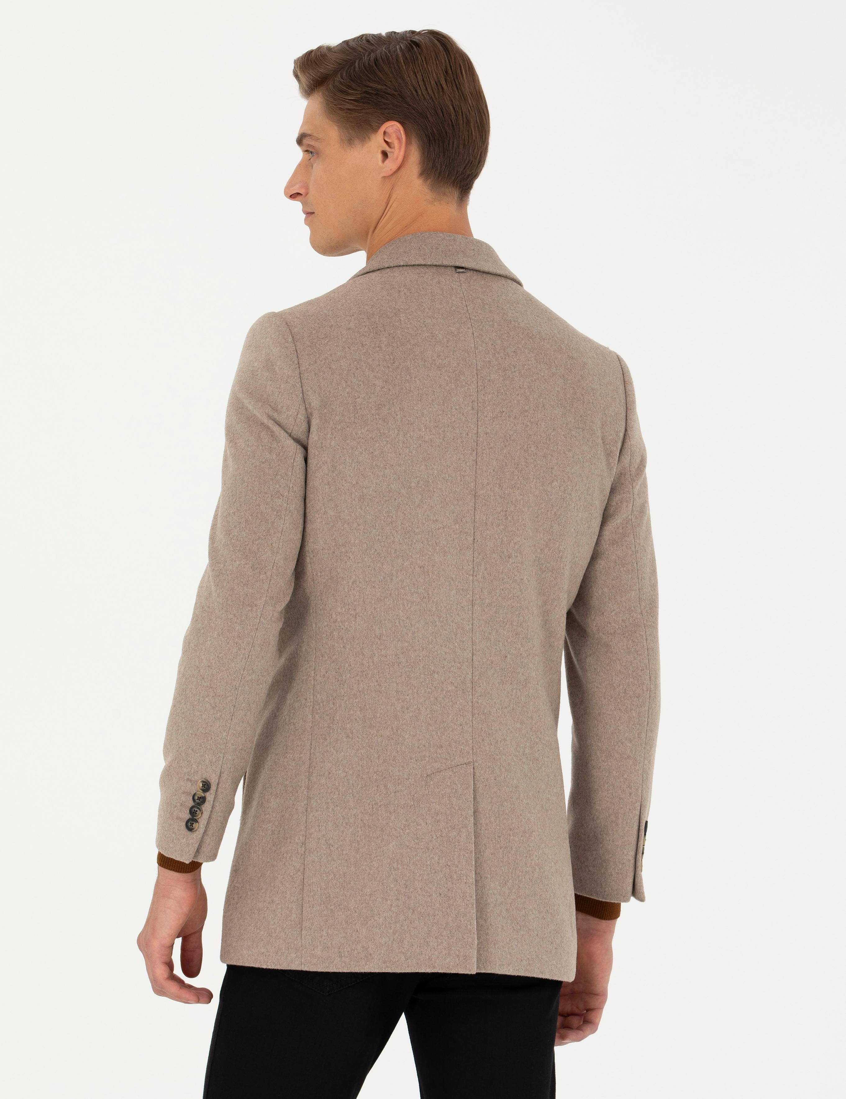 Vizon Yün Karışımlı Ekstra Slim Fit Palto - 50274045028