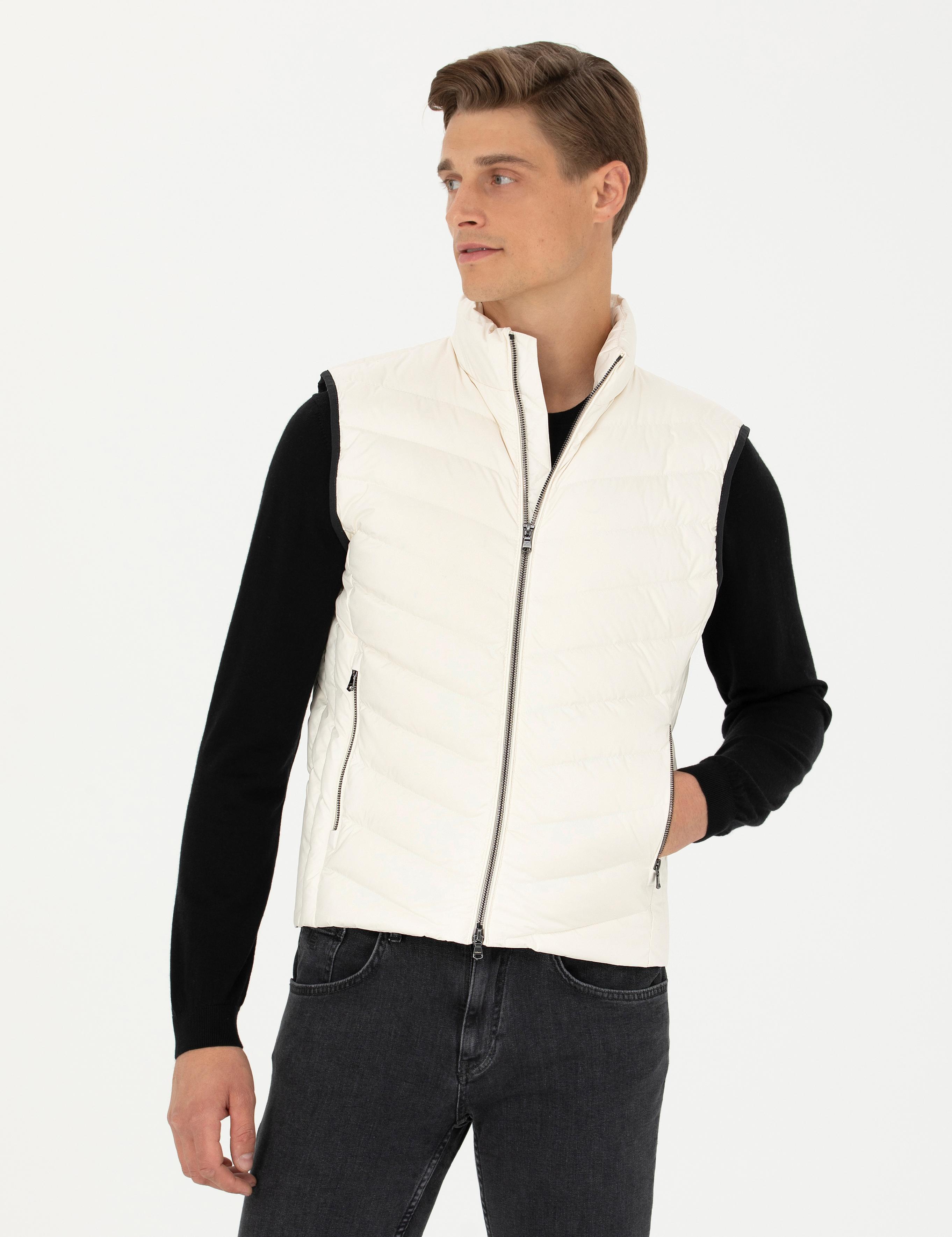 Ekru Slim Fit İnce Kapitone Mont Yelek - 50273110021