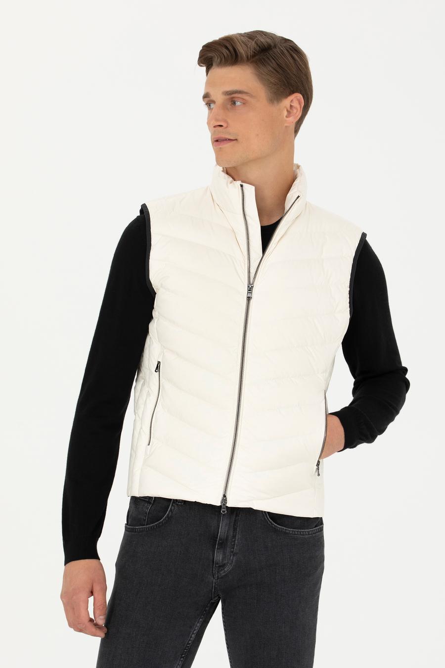 Ekru Slim Fit İnce Kapitone Mont Yelek - 50273110021
