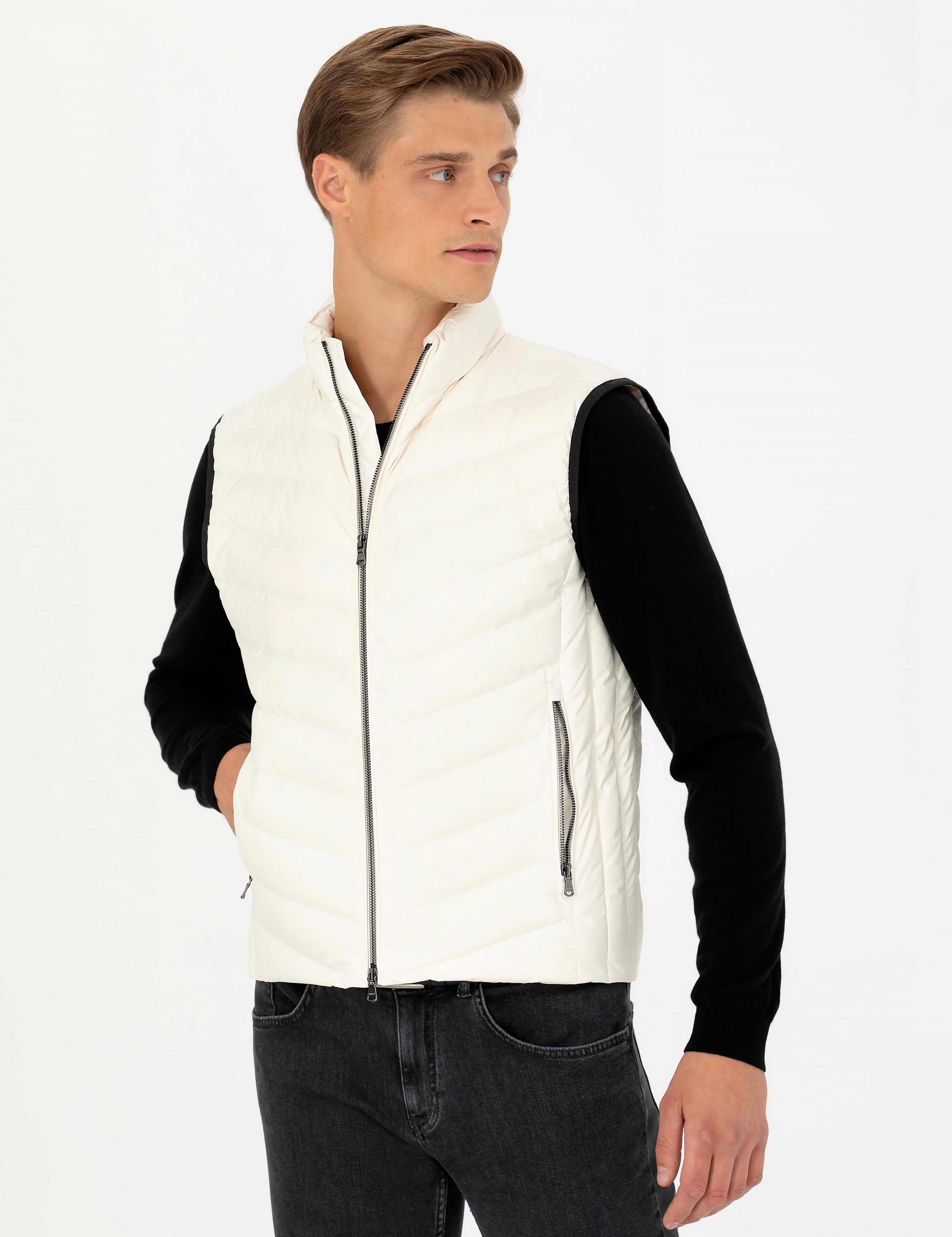 Ekru Slim Fit İnce Kapitone Mont Yelek - 50273110021