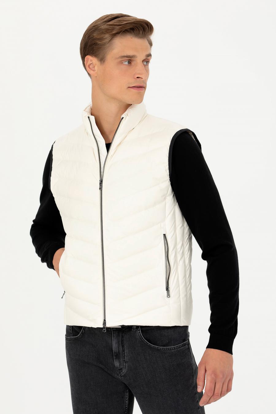 Ekru Slim Fit İnce Kapitone Mont Yelek - 50273110021