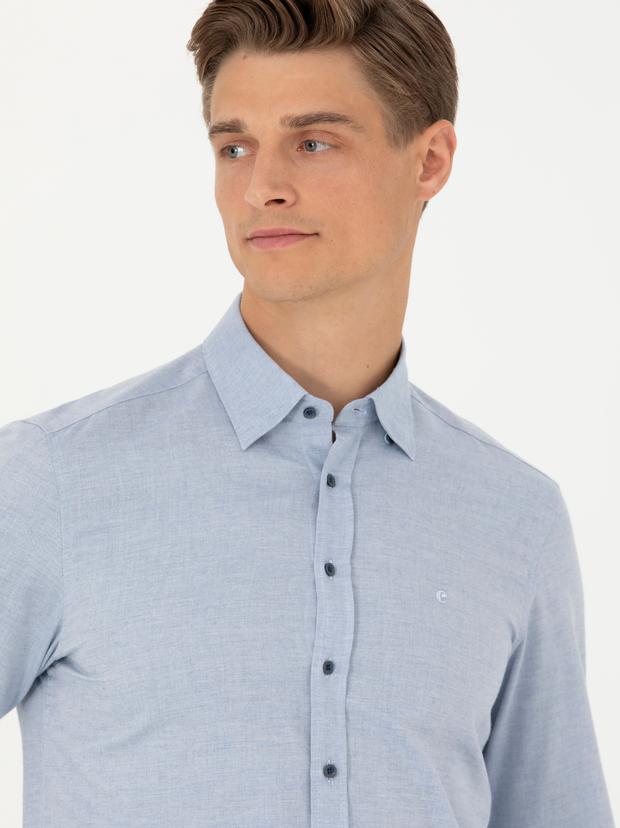 Açık Mavi Slim Fit Uzun Kollu Klasik Gömlek