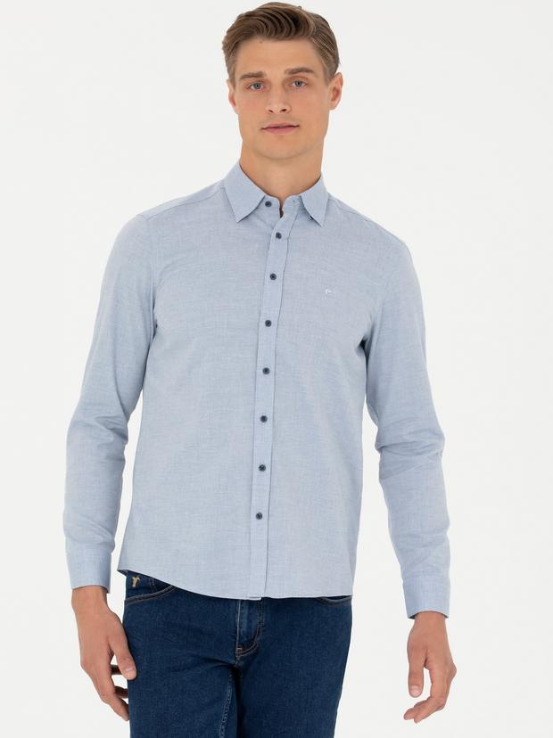Açık Mavi Slim Fit Uzun Kollu Klasik Gömlek