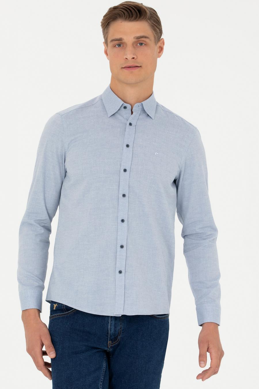 Açık Mavi Slim Fit Uzun Kollu Klasik Gömlek - 50273661266