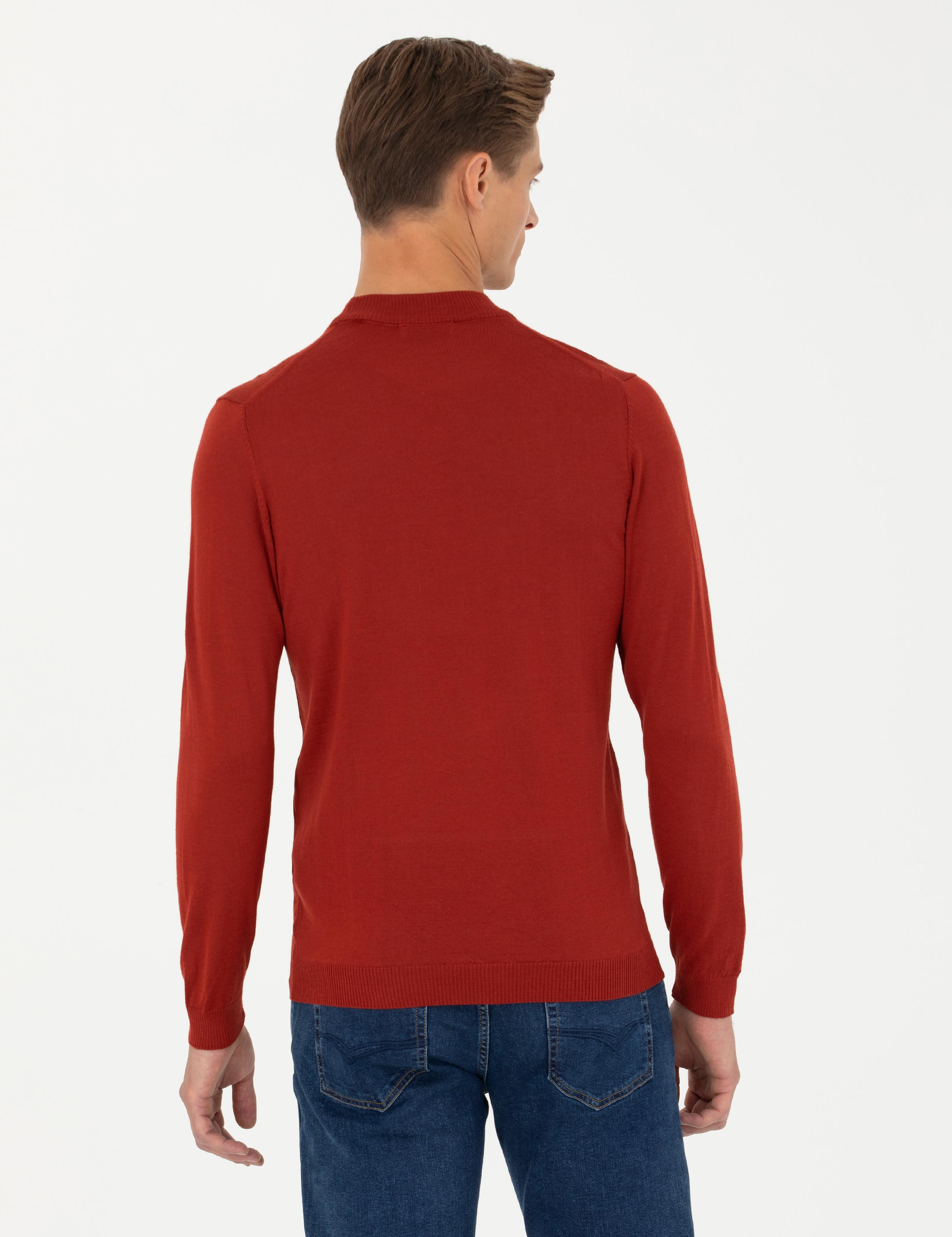Kiremit Slim Fit Çeyrek Balıkçı Yaka Triko Kazak - 50276521021