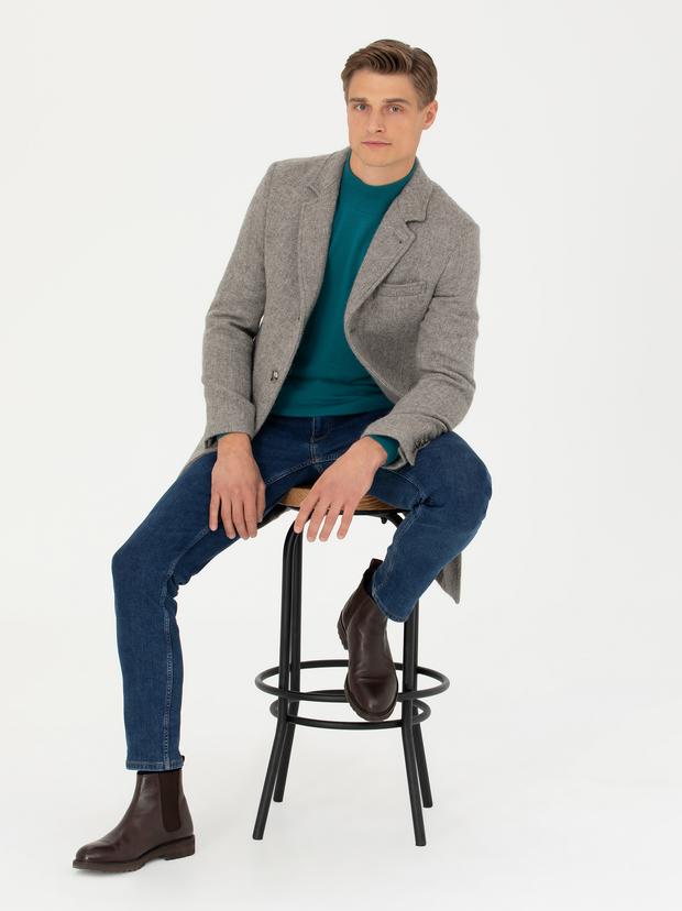 Gri Slim Fit Palto