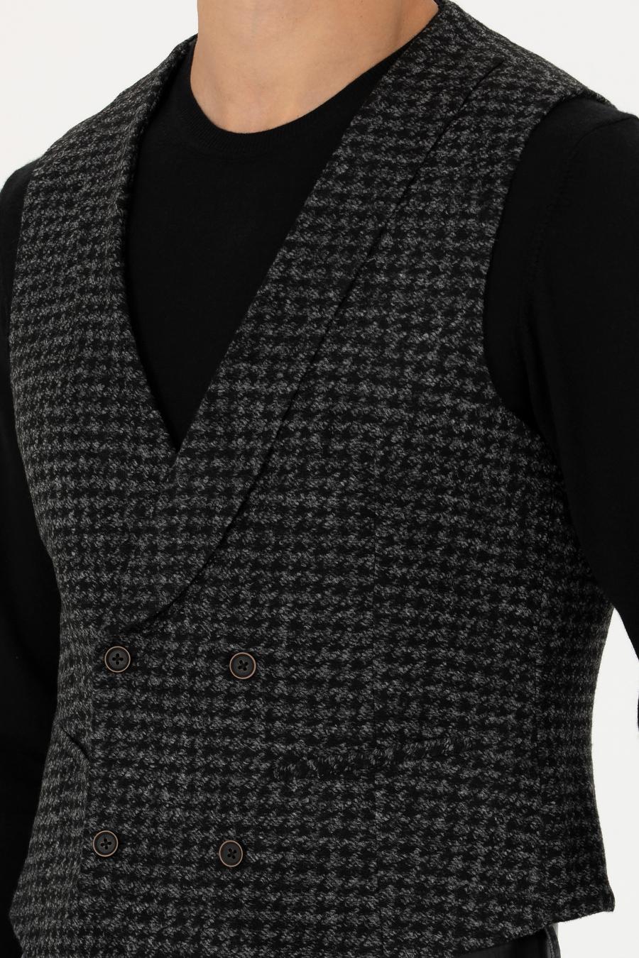 Antrasit Slim Fit Yün Karışımlı Spor Yelek - 50276532002