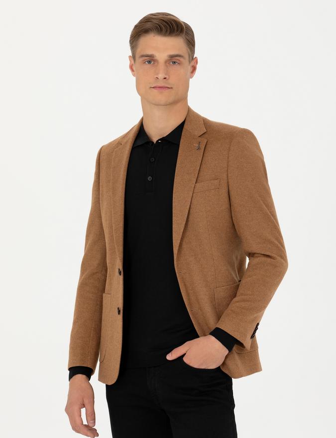 Camel Slim Fit Kaşmir Klasik Ceket