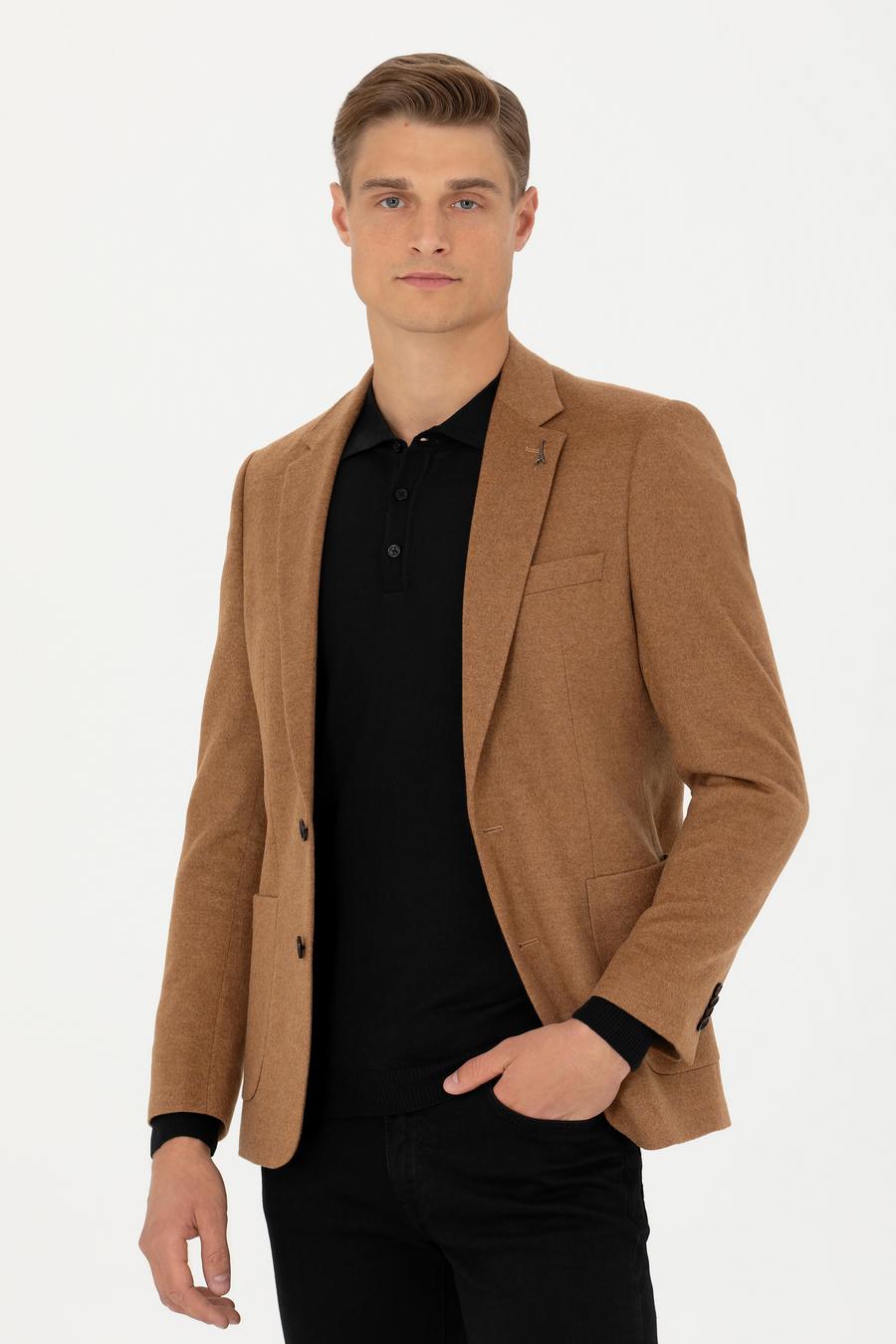 Camel Slim Fit Kaşmir Klasik Ceket - 50279527023